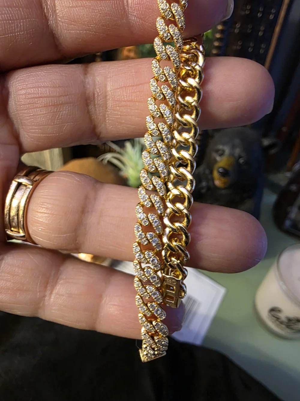 Cuban MONACO / C'Z LADIES BRACELET STERLING SILVER IN GOLD COLOR(STAMPED)